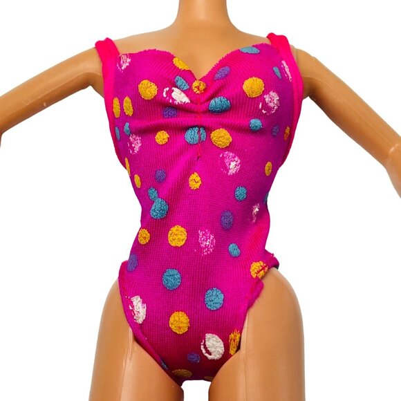 Barbie Other - Vintage Barbie Pink Polka Dot One piece Swimsuit